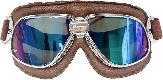 CRG Sports Motorcycle Goggle Aviator Pilot Style Cruiser Scooter Motocross Goggles for Men, Women, Adults