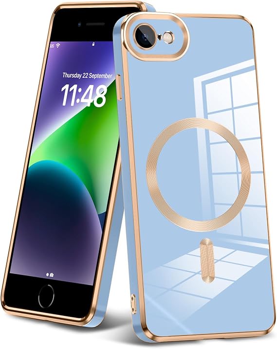 Magnetic Case for iPhone SE 2022/2020/8/7 Case, Military Sky Blue