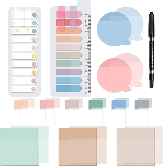 770 Sheets Transparent Sticky Notes with Pen for Bible (Morandi)