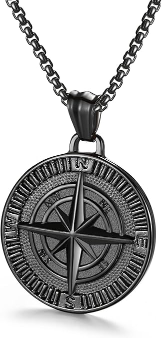 Men's Compass Pendant Necklace Navigator for Male Jewelry