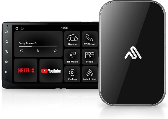 AUTOSKY LITE Box S 2026 Wireless Adapter for CarPlay & Android Auto Powerful New Processor Netflix & YouTube via Phone Hotspot Stable, Easy Plug & Play