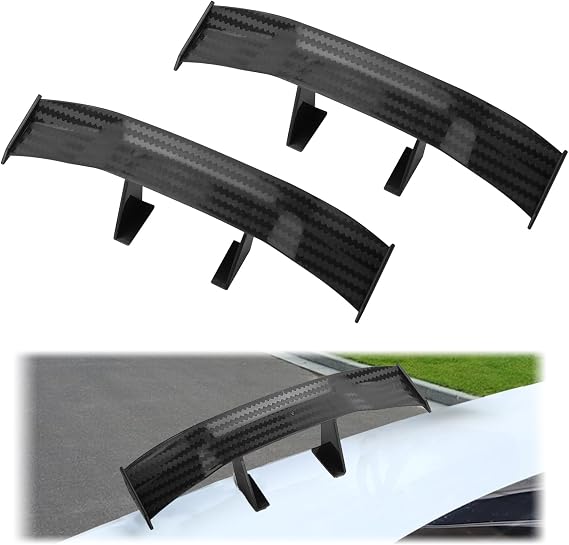 2Pcs Car Mini Spoiler Wing,Carbon Fiber Car Spoilers,6.7 Inch Mini Spoiler Lip,Front & Rear Spoilers,Auto Rear Spoiler Wing Auto Exterior Decoration,Modified Accessories (Black)