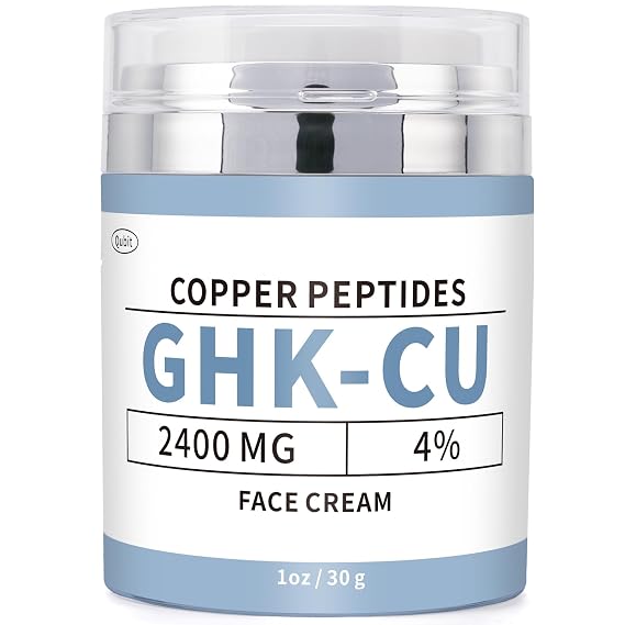 QUBIT GHK-Cu Copper Peptide Face Cream 4% Peptides Moisturizer for Fine Lines, Wrinkles, Firming, Deep Hydration & Collagen 2400mg GHK-Cu for All Skin Types, 30g