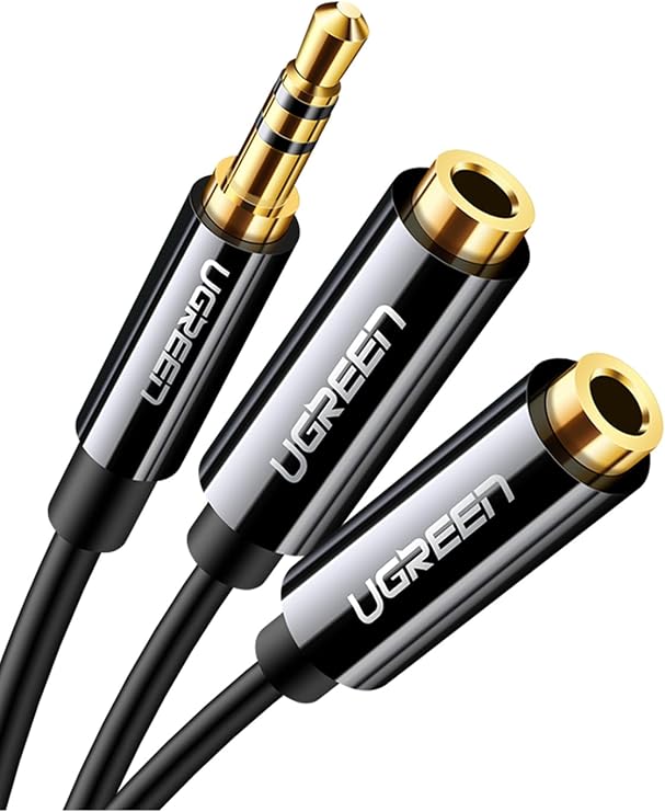 Ugreen 3.5mm 2-Piece Aux Headphone Multiplexer, Black