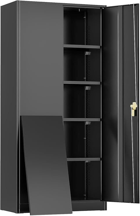 Incbruce Metal Storage Cabinet with Doors and Shelves- 72 Tall Locking Garage Cabinet, File Cabinets for Home,Office,Garage (Black)