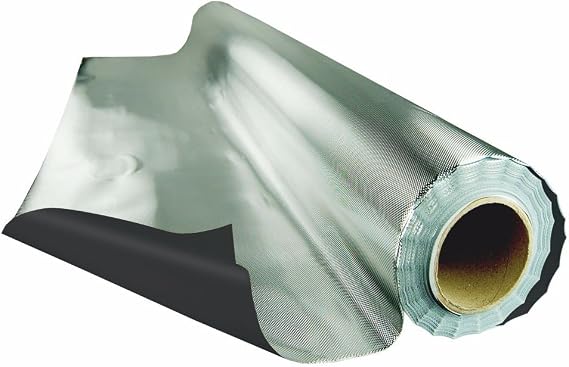 HTG Supply 50 Foot by 4 Foot Roll Heavy-Duty Reflective Diamond Foil on Black Poly Film, 6.7 Mil