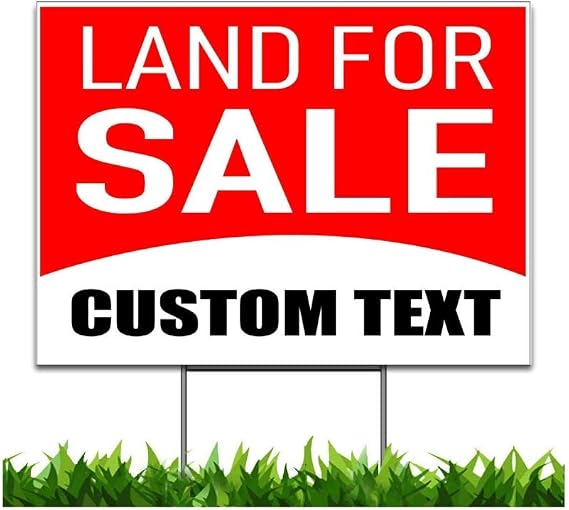 Custom Land For Sale Yard Sign, Red Black White (24x18 Inches)