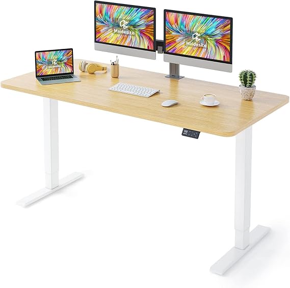 MAIDeSITe Electric Standing Desk - Height Adjustable Sit Stand Desk with 160 * 80 * 2.5cm Desktop for Home Office