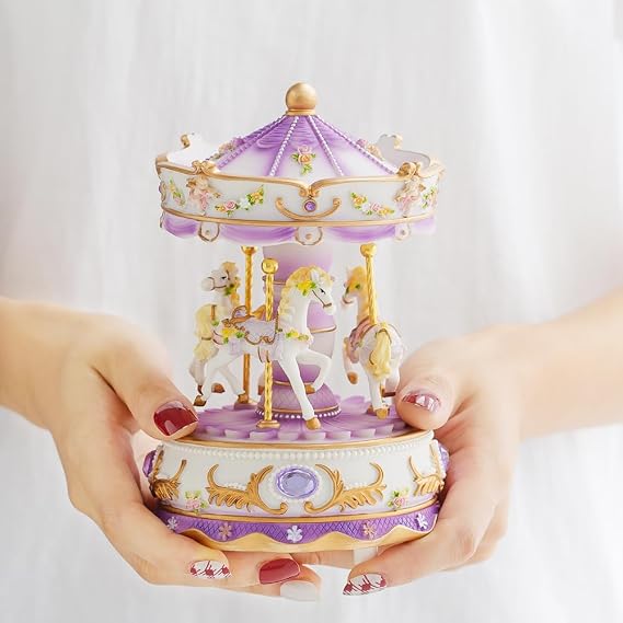 LOVE FOR YOU Gift-Wrapped Musical Carousel Music Box Color Lights Merry Go Round Horses Unicorn Decor Gifts for Girls and Daughter Granddaughter Niece Women Kids Christmas Birthday