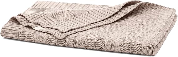 BOLL & BRANCH Cable Knit Baby Blanket, Dusty Rose