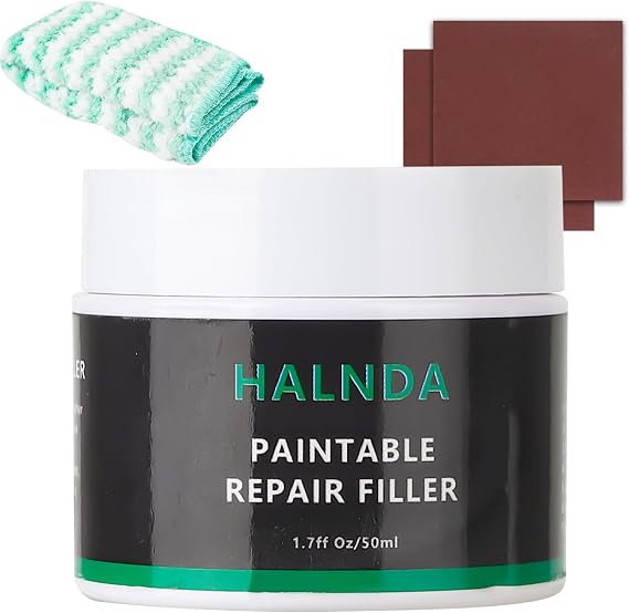 Leather Filler for Repairing Cracks, Scratches and Holes in Leather, 50ml | Restoring the Surface of Leather, Suitable for Leather Furniture, Shoes, Car Seats, Can be Dyed, Includes Towel and Sandpaper