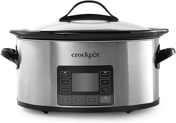 Crock-Pot MyTime Technology 6 Quart Programmable Slow Cooker and Food Warmer with Digital Timer, Stainless Steel (2137020)