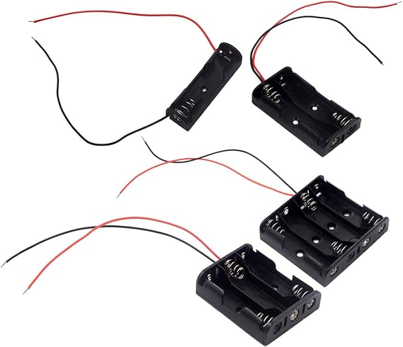 (Pack of 4 AA Battery Holder Bundle: Single 1AA 2AA Battery Holder, 3AABattery Holder with Wire, 4AABattery Holder with Leads Wires