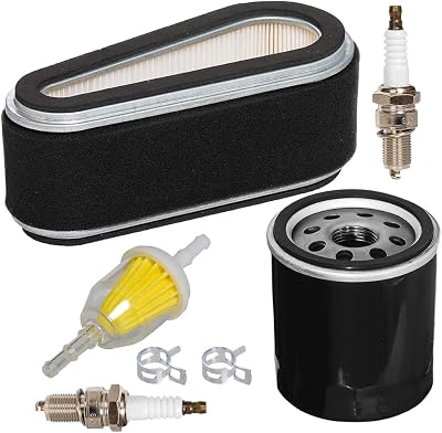 HIFROM Air Filter Pre Cleaner Fuel Filter Oil Filter Spark Plug Tune Up Kit Compatible with John Deere 180 LX186 F525 F710 260 265 325 Lawn Tractors Kawasaki 11013-1214 11013-2143
