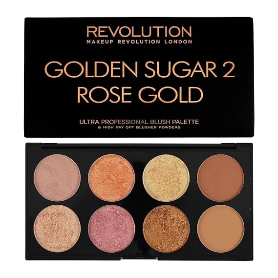 Makeup-Revolution's Golden Sugar 2 Rose Gold Powder Palette, 12.8g