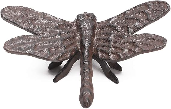 BRASSTAR Cast Iron Dragonfly Statue, Indoor Outdoor Ornament