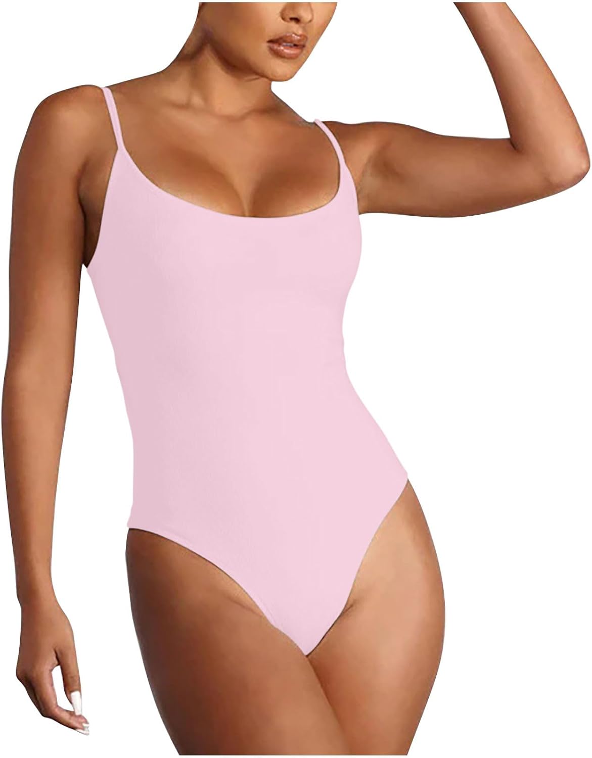 Womens Sexy Swimsuits Spaghetti Strap One Piece Bathing Suits Scoop Neck Sleeveless Tummy Control Beach Swimwear