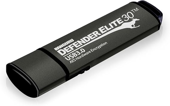 Kanguru Defender Elite30 128 GB Hardware Encrypted Flash Drive - Physical Write Protect Switch SuperSpeed USB 3.0