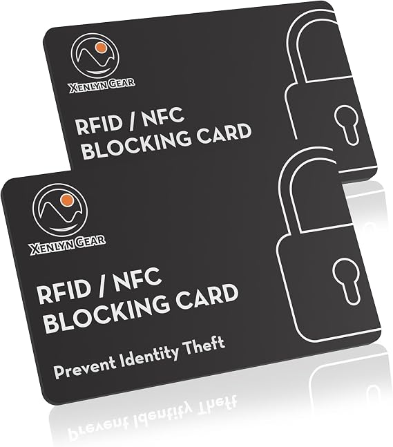 RFID Blocking Card - Contactless Card Protector with Advanced Chip to Scramble RFID/NFC Signals for Protection, Slim Design for Simply Fits Into Your Wallets and Purses - 2 Pack