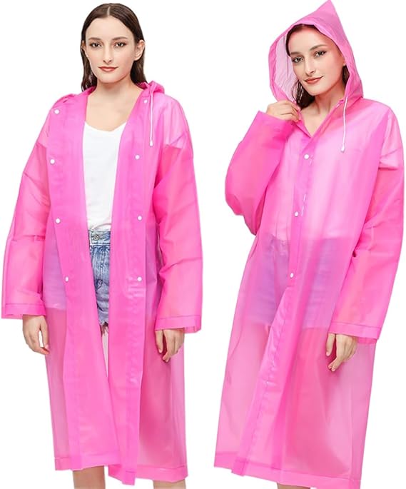 Reusable Adults Rain Ponchos, 2 Pcs EVA Portable Raincoats for Women Men with Hood for Disney Outdoor