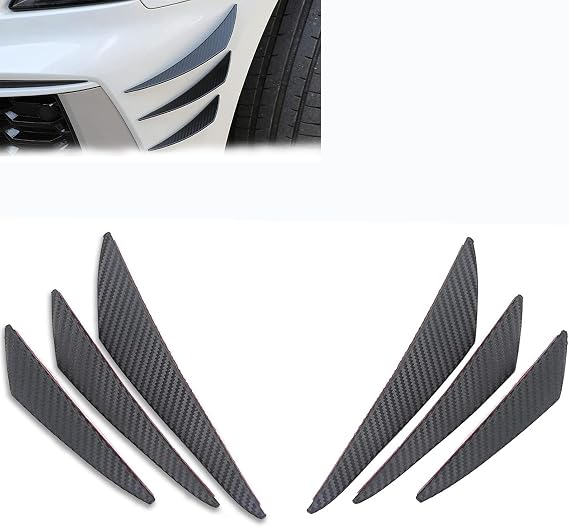6 Pcs Car Spoiler Canards Kit for Cadillac XT5 2020-2025,PVC Smooth Linear Anti-Collision Crescent Wind Blade Front Bumper Side Skirt Spoiler