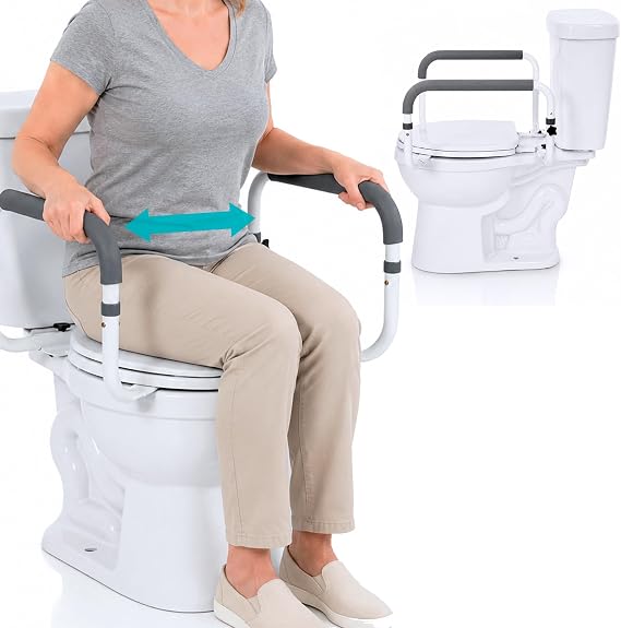 Vive Toilet Safety Rail - Adjustable Grab Bar - Compact Support Frame