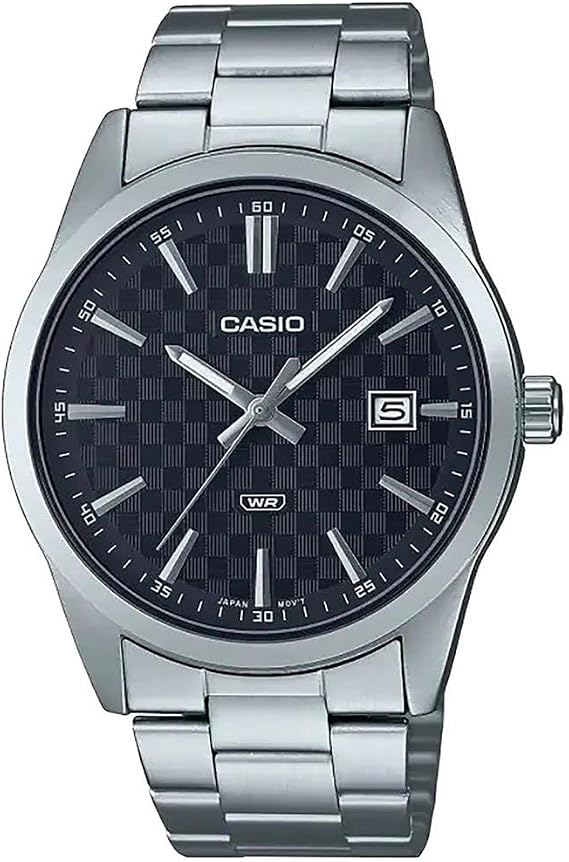 Casio MTP-VD03D-1A Men's Standard Stanless Steel Black Dial 3-Hand Analog Watch