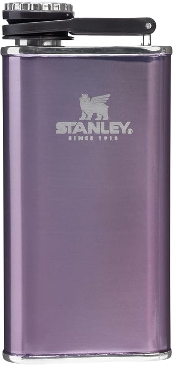 Stanley Classic Easy Fill Wide Mouth Flask 8 oz | Leakproof Hip Flask | Hinge Connected Never Lose Cap | Insulated Stainless Steel Liquor Container | BPA-Free | Wisteria Shine