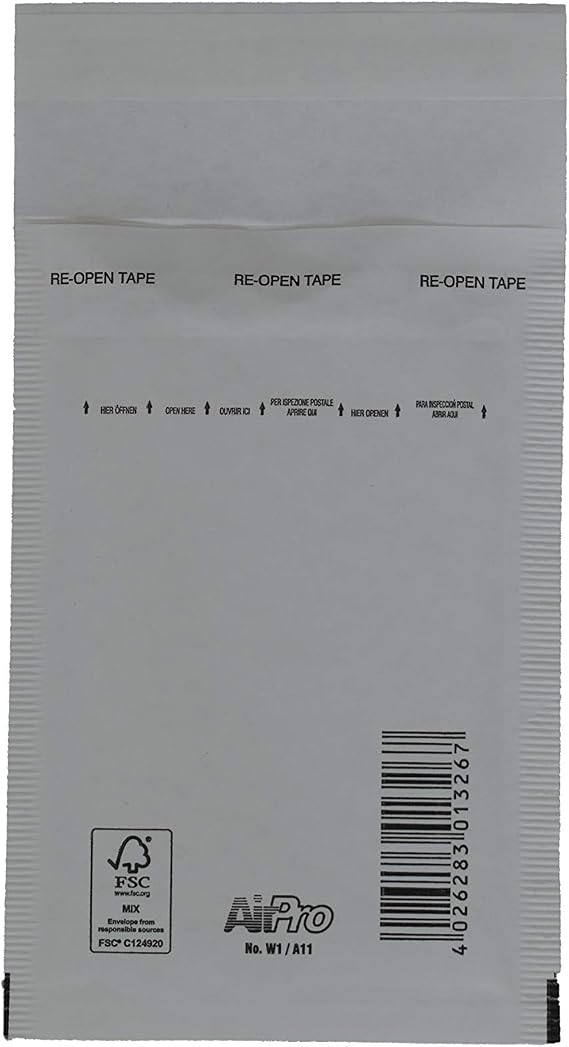 SmithPackaging Bubble Padded Envelopes, White, 100mm x 165mm, Pack of 5,5060741921496