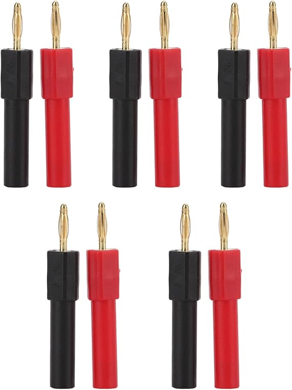 Banana Plug Adapter, 5set PA Brass Banana Plug Adapter 2mm/0.08in Male to 4mm/0.16in Female Red Black Banana Connector for Electronic Industrial Equipment