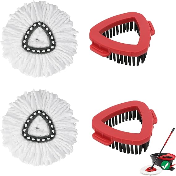 4Pcs Mop Heads Replacement,Includes 2 Mop Heads, 2Brush Head