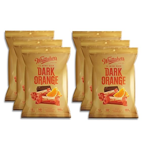 Whittaker's Share Pack Mini Slab Dark Orange 180g (Pack of 6) (Made in New Zealand)