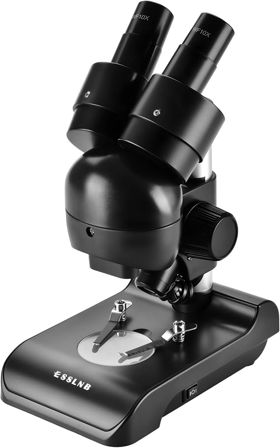 ESSLNB Mounted Binocular Stereo Microscope, Microscopes, Portable Biological Microscope with WF10x Eyepieces, 3X Objectives, 30X Magnification, LED Lighting
