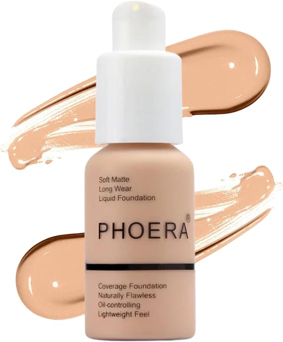 Foundation, Full Coverage Foundation, Soft Matte, Oil Control Foundation Makeup Flawless Smooth Long Lasting 24HR Waterproof and Blendable 30ml (103 - Warm Peach)