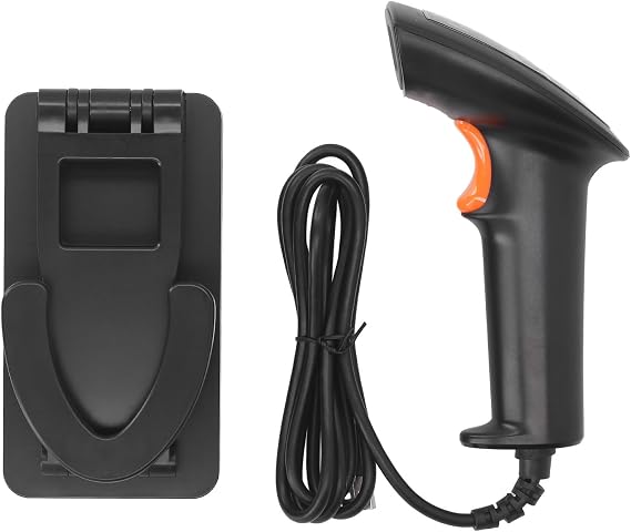 For Warehouse and Retail - 1D 2D Handheld Barcode Scanner with Folding Stand - Wired USB Bar Code Reader - Compatible with OS X Android and Linux - ABS Construction - Plug and Play