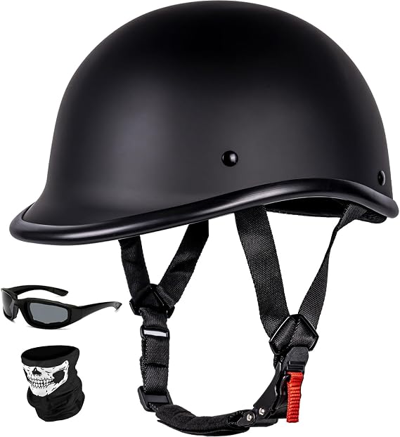 Yesmotor Vintage Motorcycle Half Helmet - Lightweight Low Profile Open-Face Half-Face Helmet DOT Approved