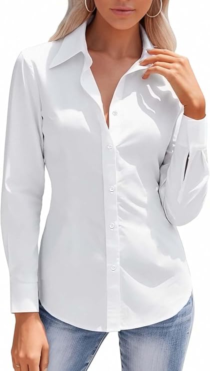 HOTOUCH Button Down Shirts for Women Long Sleeve Stretch Dress Shirts