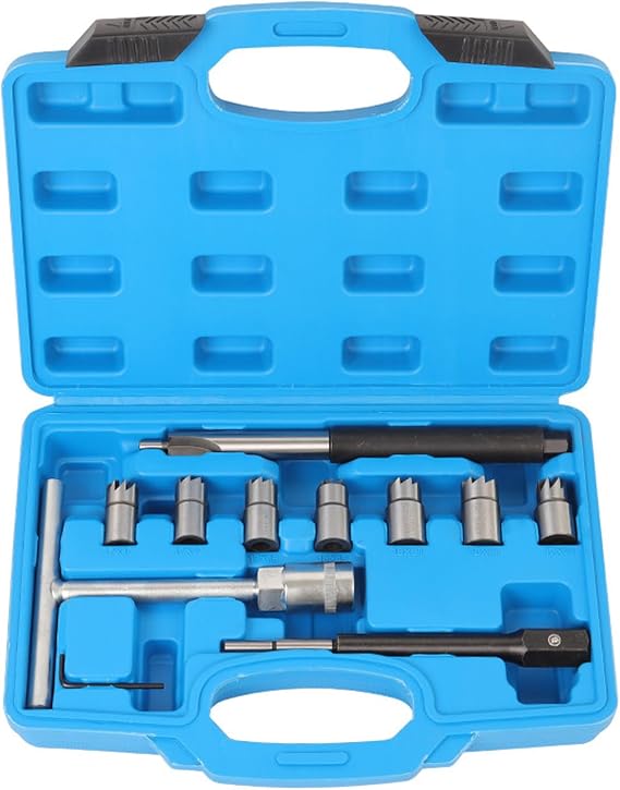 11 Piece Set Universal Pneumatic Diesel Fuel Injector Puller Tool,Diesel Injector Tool Storage Case,Slide Hammer Puller Set,Heavy Duty Diesel Injector Tools,for Repairing Wear and Cleaning Impurities
