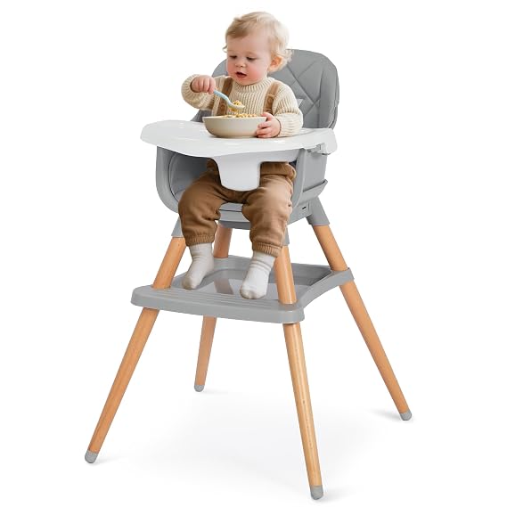 Kinder King 7 in 1 Wooden High Chair for Babies and Toddlers, Booster Seat