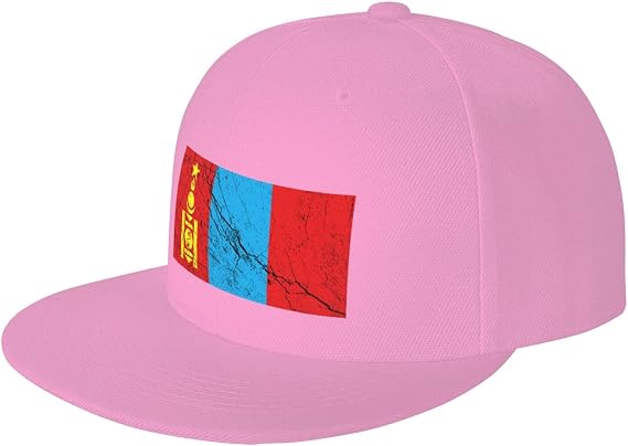Flag of The Mongolian People's Republic Texture Effect Snapback Hats for Men Women Baseball Cap Adjustable Flat Bill Hat Pink