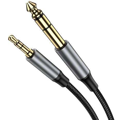 3.5mm to 6.35mm Cable Stereo Audio Cable 2M, 1/8" to Quarter Inch TRS 6.35mm Y Splitter Guitar AMP Aux Cord for Guitar, iPod, Laptop, Home Theater Devices, Smartphones and Amplifiers