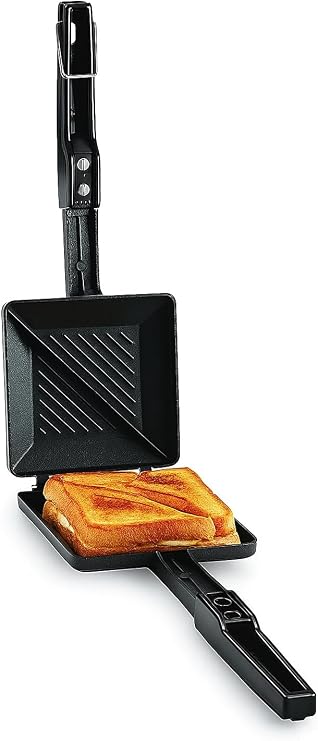 Sandwich Maker Stovetop Toaster Panini Maker Hot Regular Sandwich Non-Stick Aluminum Gas Toaster Heat-Resistant Handles 2 Slice Sandwich Maker