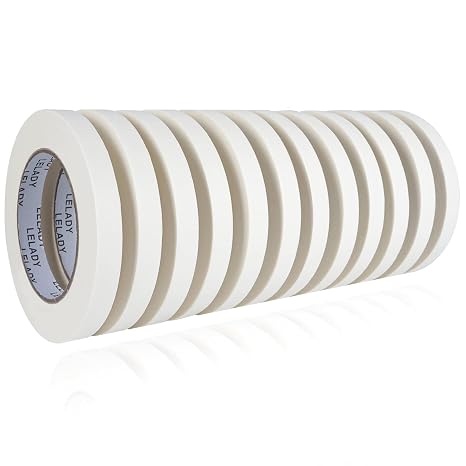 Masking Tape 1/2 Inch x 60 Yards - 12 Rolls, White Masking Tape | No Residue Painters Tape, Craft Tape Rolls, High Adhesive Decorative Tape for Painting, DIY, Art, Crafts, Labeling, Handmade