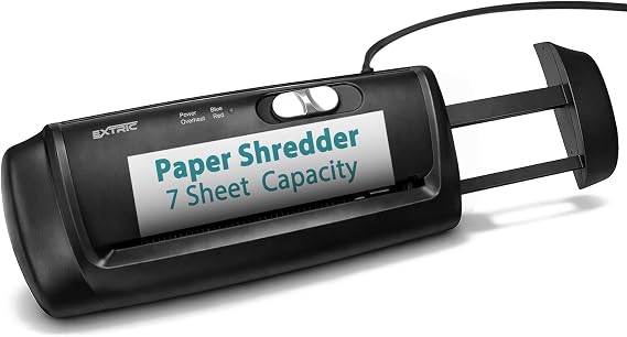 EXTRIC Paper Shredder for Home 7 Sheet Strip-Cut Mini Document Shredder
