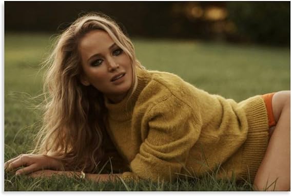 WSXCWQ American Actress Jennifer Lawrence Sexy Portrait Art Poster 1 Canvas Poster Room Aesthetic Poster Unframe-style 36x24inch(90x60cm)