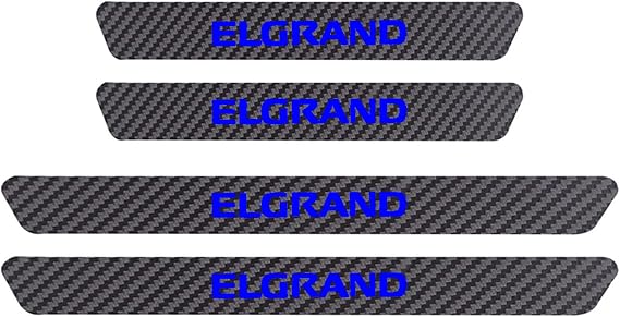 4pcs Car Door Sill Protector Strips Carbon Fiber Threshold Protective Film Kick Plate Cover Sticker for NIS-san Car Accessories,ELGRAND Blue