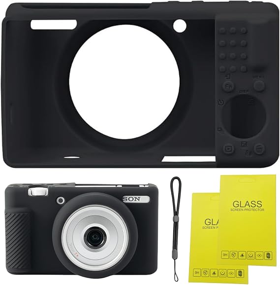 Camera Case for Sony ZV-1F/ ZV-1 II/ZV-1M2 Digital Camera | ZV1F Soft Silicone Protective Bag,Anti-Scratch Slim Fit Soft Sleeve With ZV1 F screen protector and strap wrist.(Black)