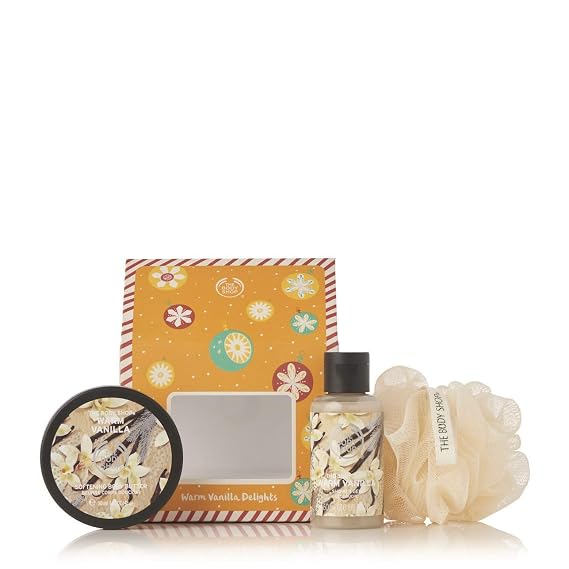 The Body Shop Warm Vanilla Gift Set, Exclusive Holiday Scent, Made With Community Trade Shea Butter, 3Piece