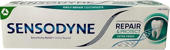 Sensodyne:"Repair & Protect Extra Fresh" Toothpaste, Powered by NovaMin 2.53 Fluid Ounce (75ml) Tube [ Italian Import ]