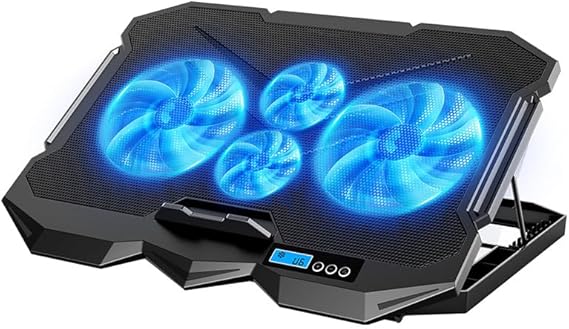 Cooling pad for Hp Victus by HP 15.6 inch Gaming Laptop 15-fb0000 Gaming laptops, Laptop Cooler with 4 Fans, LCD Display Screen, 4 Height, 2 USB-A Port Laptop Stand
